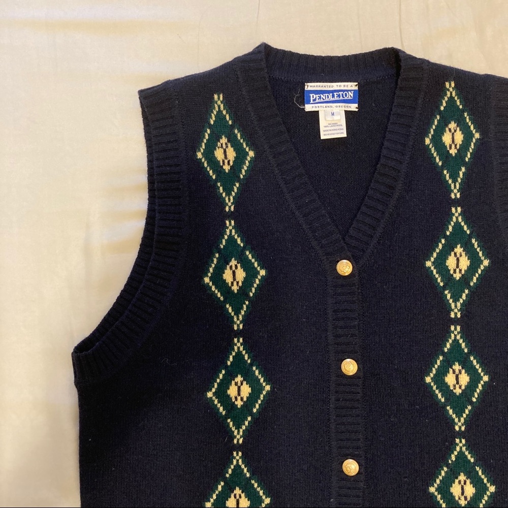 Pendleton 100% lambs wool sweater vest navy blue